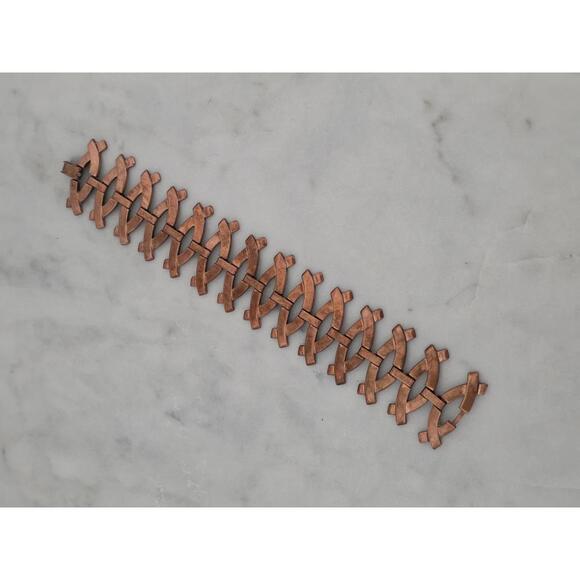 Renoir Signed Copper Lattice Link Bracelet – Mid-Century Modern - Picture 1 of 3